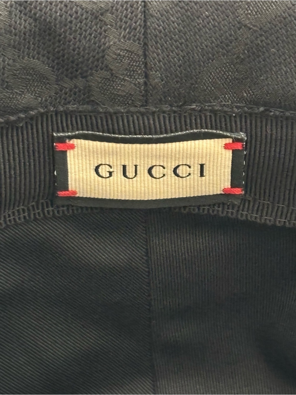 Gucci Black GG Leather-Trim Canvas Bucket Hat w/Gold GG, 58cm, VGUC - Picture 7 of 11